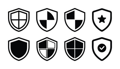 Sheld silhouette vector shape, Security sheld icon vector eps, Sheld silhouette icon vector, Shield icon. Heraldic shield set. Black Knight Award contours and linear signs. Protect shapes silhouette. 