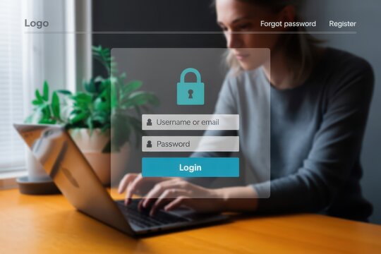Person using a laptop to log in to an account.