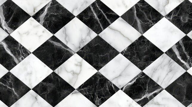 Polished marble tiles creating geometric checkered pattern, reflecting elegance and luxury within contemporary architectural spaces