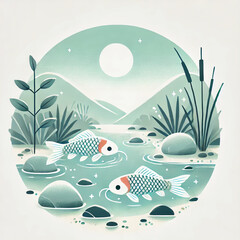 Naklejka premium vector illustration of a tropical landscape