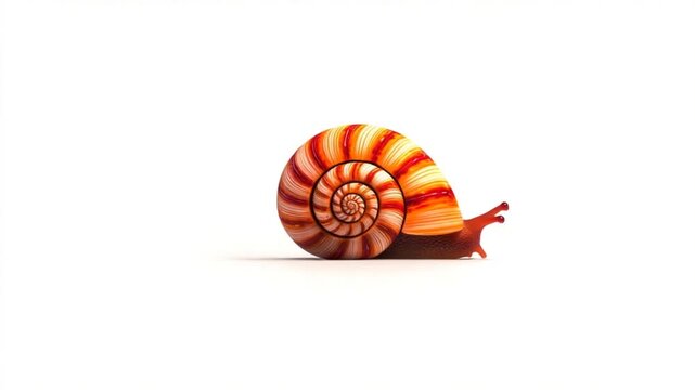 Colorful spiral shell of a snail resting on a white background, showcasing natural beauty and texture