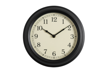 Isolated Classic Black Wall Clock Analog Timepiece