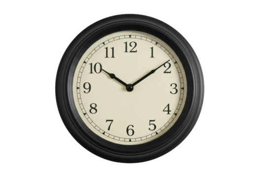 Isolated Classic Black Wall Clock Analog Timepiece