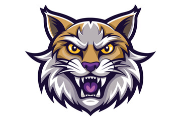 Fototapeta premium wildcat head mascot logo vector elements, angry wildcat cartoon face clipart illustration.