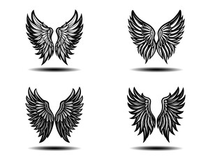 Dark Angel Wings Vector Set with Distressed Feather Texture. Ideal for tattoo art, fantasy illustrations, gothic design, and spiritual prints. Clean vector feather wings in high resolution.

