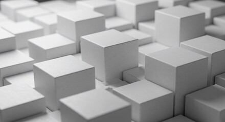 Abstract Monochromatic Cube Formation A Textured Grey Scale Composition