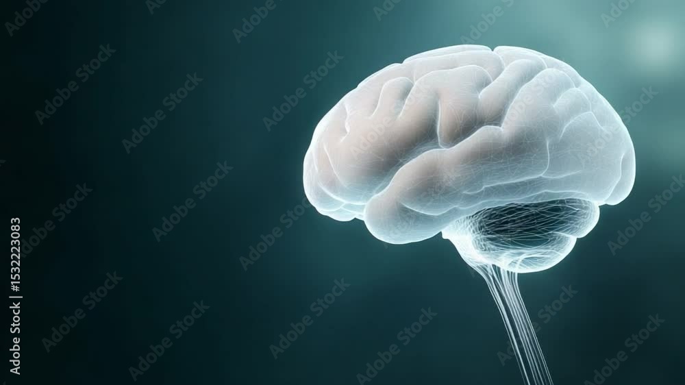 Poster Intellect Anatomy: A luminous and detailed rendering of the human brain, symbolizing intellect, and cognitive function, set against a subtly gradient backdrop.
