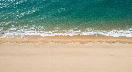 Aerial View of Turquoise Ocean Waves Crashing on Sandy Beach (3)