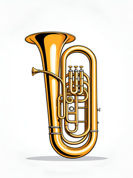 instrument tuba cartoon. music low, sound orchestra, musician deep instrument tuba sign. isolated symbol vector illustration