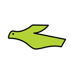 abstract green bird icon vector isolated on white background