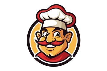 Fototapeta premium chef head mascot logo vector elements, chef cartoon face clipart illustration.