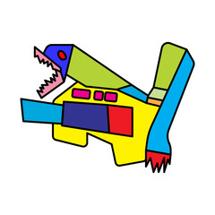 abstract playful colorful dinosaur monster robot vector illustration