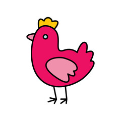little pink birdy with a crown icon vector illustration
