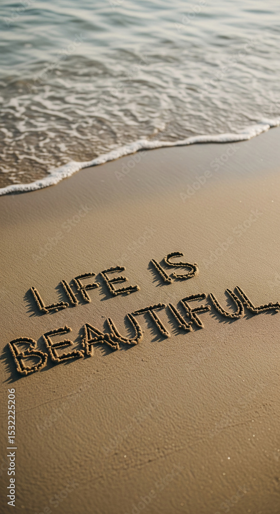 Poster sand beach texture with the words 
