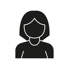 Female Avatar Solid Icon. Profile Representation And User Identification Silhouette Symbol. Digital Identity And Online Presence. Isolated Vector Illustration