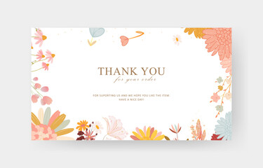 thank you card template with flowers collage for business card, aesthetic greeting card template, printable custom small business card