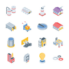 Get this modern collection depicting industrial services isometric icons