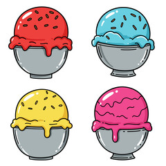 Bright set of ice cream. Flat doodle clipart. All objects have been repainted.