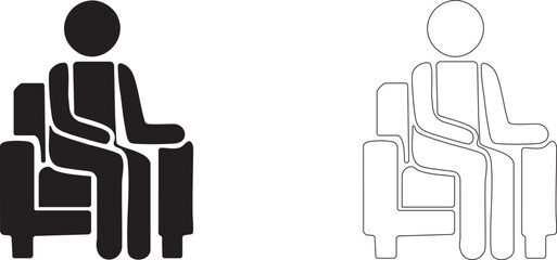  Man sitting in a chair. Vector icon.