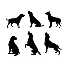 set of silhouettes of dogs
