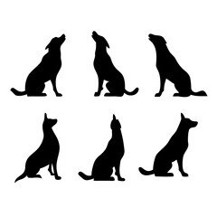 set of dogs silhouettes