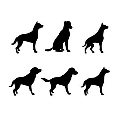 set of dogs silhouettes