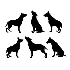 black silhouettes of dogs vector