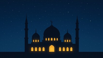 Fototapeta premium Mosque Illuminated Under Starry Sky