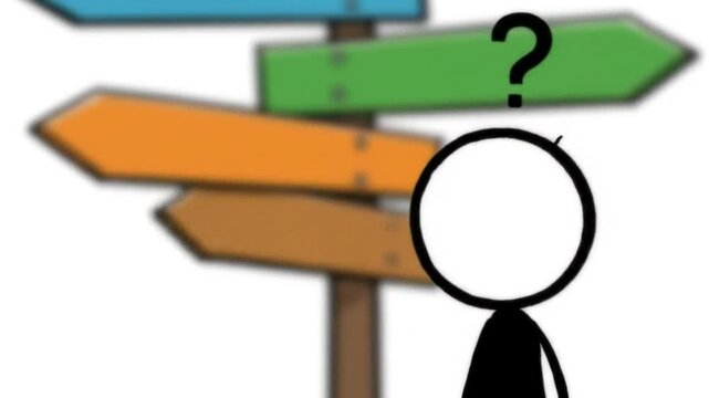Confused business person facing many options