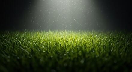 Luminous Green Grass Blades Illuminated by Soft Light