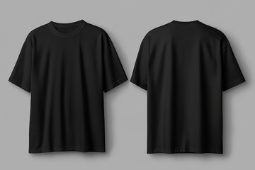 Men Black Oversized T-Shirt and back view, Isolated blank front and back Oversized T-Shirt for graphic design mock up