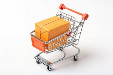 Online Shopping Cart with Package Delivery Concept Representing Ecommerce and Retail Business