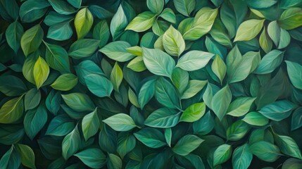 Obraz premium A vibrant tapestry of leaves in various shades of green