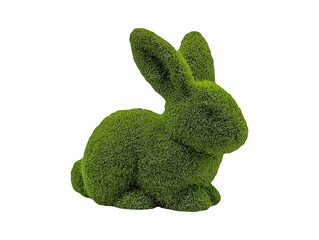 Grass bunny sculpture isolated on transparent or white background, png