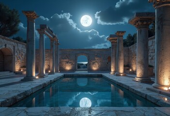Night scenery of ancient architecture