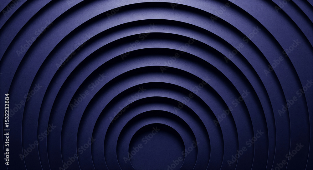 Poster dark blue concentric circles create a textured, layered effect, suggesting depth and perspective, id