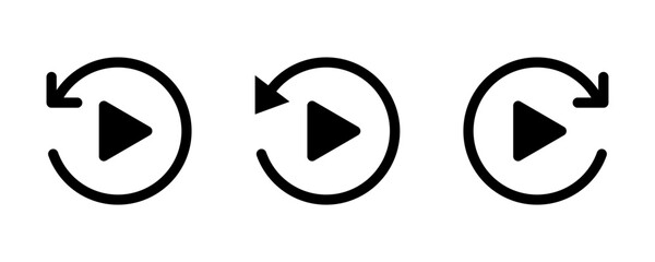 Replay icon. Playback icon. Repeat icon. Replay line icon vector illustration