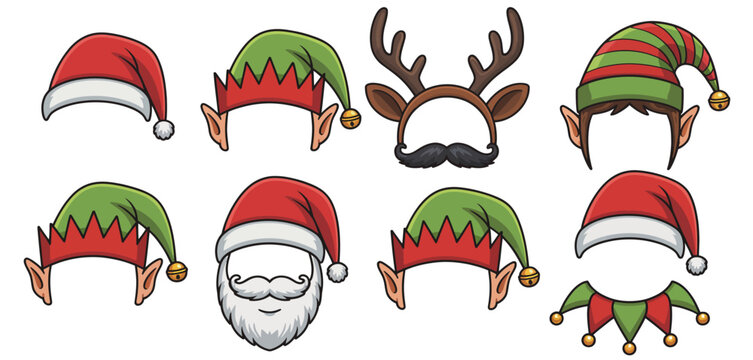 Christmas Elf Hats Santa Hat Reindeer Antlers Photo Booth Props