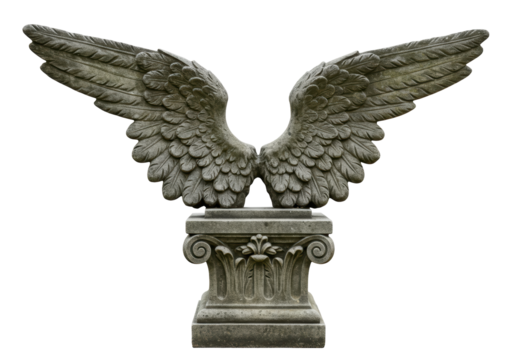 Isolated Stone Angel Wings Statue Antique Ornament