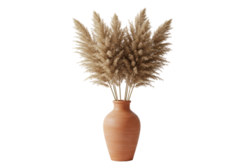 Isolated Pampas Grass in Vase Boho Chic Decor