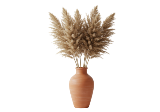 Isolated Pampas Grass in Vase Boho Chic Decor