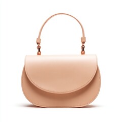 Light peach leather handbag, rounded shape