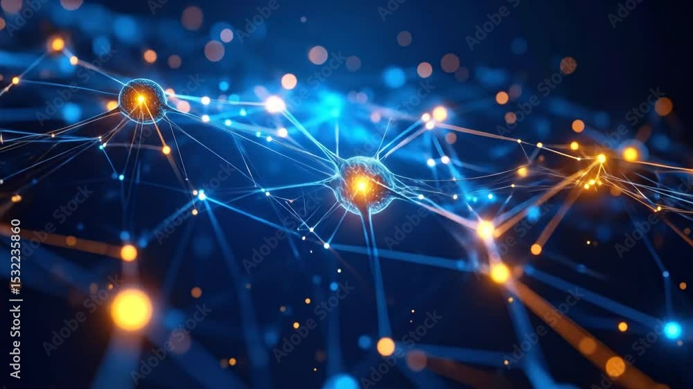 Poster abstract network design with glowing lines and spheres