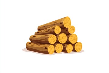 Stack of logs, light brown,  yellow rings