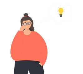 Person brainstorming and finding ideas, developing success business project, finding inspiration solution