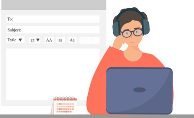 Person sending e-mail by internet, using laptop, edit mail, business email marketing, Email advertisement