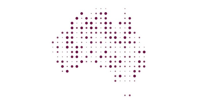 Australia Pixel Map With Motion Dots