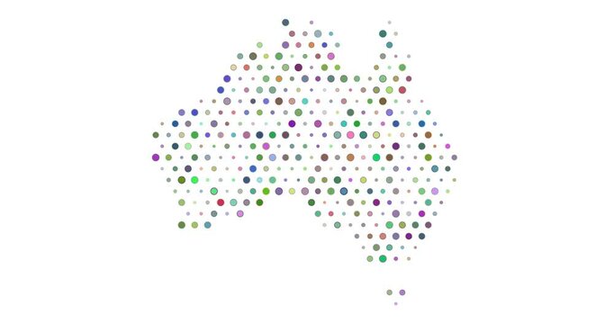 Australia Pixel Map With Motion Dots