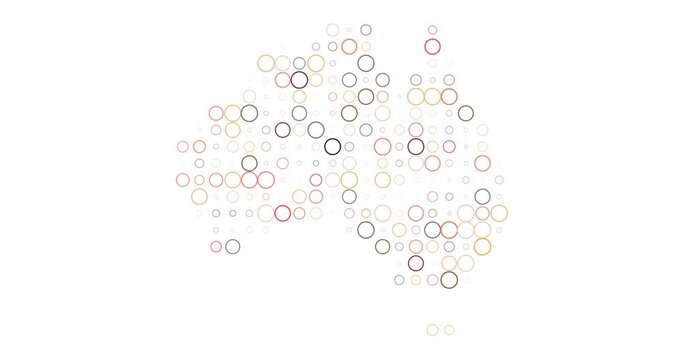 Australia Pixel Map With Motion Dots