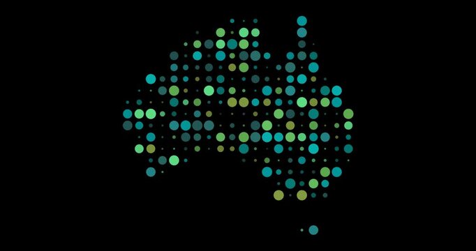 Australia Pixel Map With Motion Dots